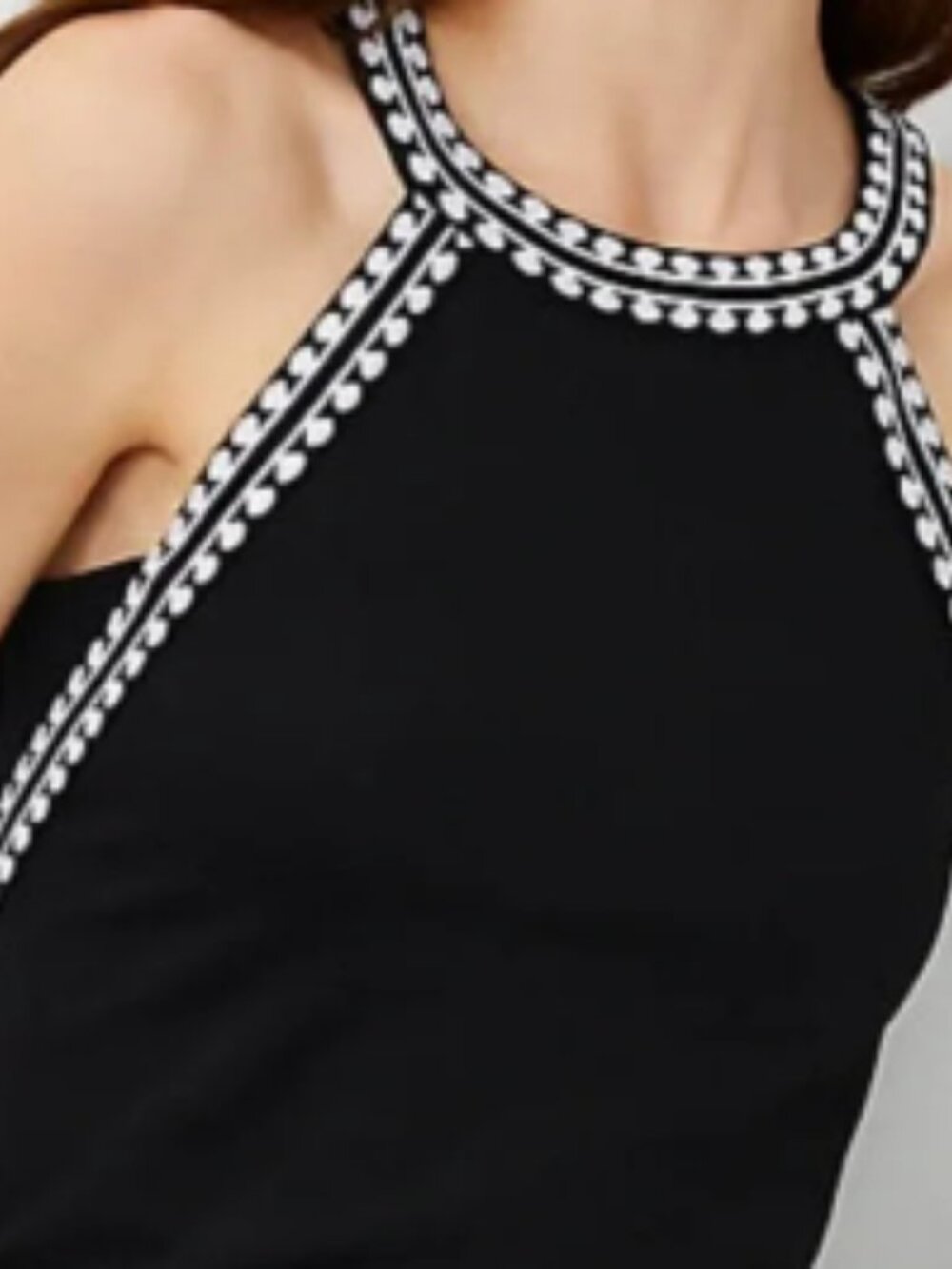 Ann Taylor Black Halter Tank with White Trim